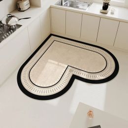 Kitchen Absorbent Pvc Floor Mats Heart Shape Carpet Non-Slip Bath Rug Pink Valentine's Day Rug Absorbs Water Diatom Mud Pad