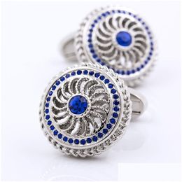 Cuff Links Kflk Jewelry For Men In Blue Crystal Cufflinks Shirts Button High Quality Brand Luxury Guests 230320 Drop Delivery Tie Clas Otkge