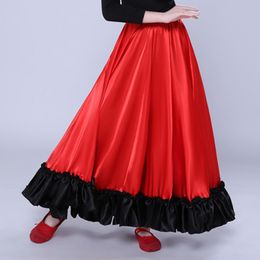 3-10Y Girls Big Swing Ruffled Hem Dance Skirt Spanish Paso Doble Flamenco Latin Dancing Performance Costume Party Dancewear