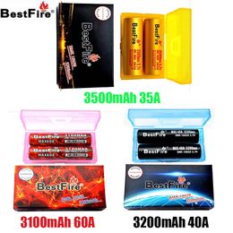 Otantik Bestfire BMR IMR 18650 Pil 3100mAh 60A 3200mAH 40A 3500mAH 35A ​​Kapasite 3.7V Tahliye Şarj Edilebilir Lityum Piller Renkli Kutu Ambalaj Orijinal