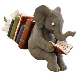 Resin Crafts Statue Bookends Rabbit Reading Stand Garden Landscape Elephant Figurine Animal Decoration