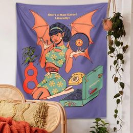 Tapestries Girl Tapestry She Is A Man Eater Literally Wings Hippie Bohemian Girls Dorm Home Decor Wall Carpets