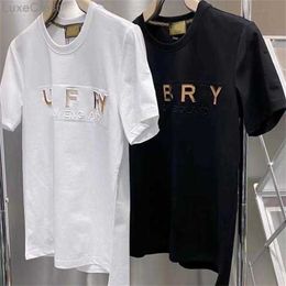 Mens Fashionable Short Sleeved T-shirt with New 3d Embossed Lettering for Versatile Casual Round Neck Summer Wear