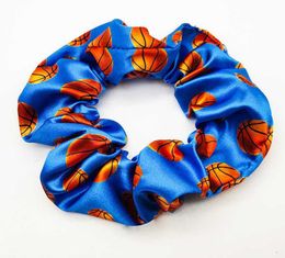 Silky Satin Elastic Scrunchie Hair Football Baseball Basketball Print Ponytail Holder Hair Rings Donut Grip Bobble Bracelet Bangle5197985