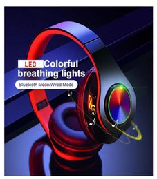 DHL Stock B39 earphones Wireless Bluetooth Headphones LED Colourful Breathing Lights Foldable Headset Stereo Headband With Mic Supp9709702