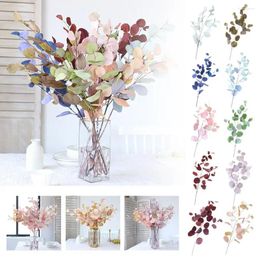 Decorative Flowers 1pc Simulated Eucalyptus Leaf Green Plant El Table Autumn Single Leaves Home Branch Wedding Party Decoration Tree T7b1