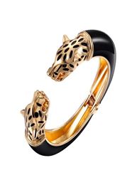 Bangle Leopard Panther Women Animal Bracelets Jaguar Cuff Jewelry Femme Multicolor Crystal Resin Gold Party Gift Pulseras4430143