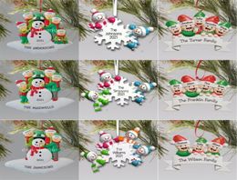 Christmas Ornaments Decorations Quarantine Survivor Resin Ornament Creative Toys Tree Decor For Mask Snowman Hand Sanitised Family5002814