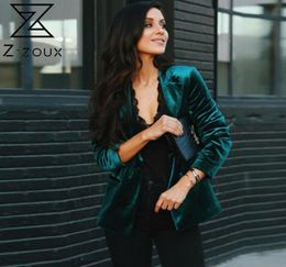 ZZOUX Women Blazer Velvet Blazer Coat Single Breasted Long Sleeve Ladies Black Blazer Jacket Fashion Women039s Slim Suit Jacke5565037