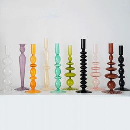 Candle Holders Nordic Wedding Holder Designer Glass Decor European Pillar Christmas Porta Velas Decoration For Home ZP50