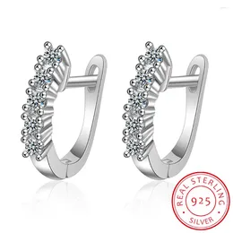 Hoop Earrings Real 925 Sterling Silver Fashion Minimalist Geometric Zircon Gothic For Women Party Fine Jewelry DA2723