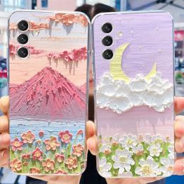 For Samsung Galaxy A14 Cute Flower Cat Pattern Phone Case For SamsungA14 A 14 4G 5G SM-A145F A146B Soft Silicone TPU Back Cover