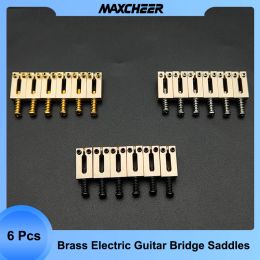 Cables Brass Saddle 6pcs/Lot Pure Brass Flat Top Guitar Bridge Saddles 10.5MM/10.8MM for Electric Guitar Tremolo Bridge Guitar Parts