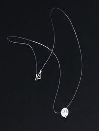 Transparent fishline 925 silver zircon clavicle chain Mermaid tear Pendant Necklace4312501