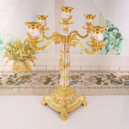 Candle Holders Europe 3/5Lights Golden/Silver Metal Decor For Table Wax Melt Burner Living Room Decoration ZT103