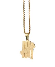 Pendant Necklaces Gold USA Undefeated Five Bar Necklace Minimalism Stainless Steel Bars Chain Hiphop Jewellery American6894984