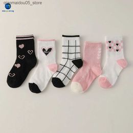 Kids Socks 5 pairs/batch fashionable spring and summer mesh cotton childrens socks with high elasticity breathability for children baby girls boys Miao Q240413