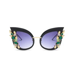 Vintage Crystal Cat Eye Sunglasses Women Luxury Retro Rhinestone Flower Sun Glasses For Sunmmer Beach Eyewear Glass UV4006366804