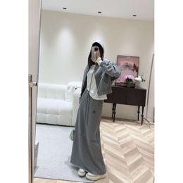 Women's Suits & Blazers C23 Early Autumn Triumphal Pattern Simple Casual Hooded Coat+half Skirt Set