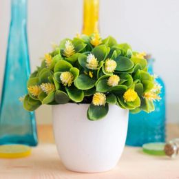 Decorative Flowers 1 Pcs Simulation Flower Hemisphere Pineapple Heart Potted Plastic Camellia Ornament