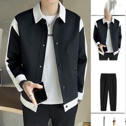 Men's Tracksuits Male Suits For Men 2 Pieces Sets Casual Slim Fit Suit Jackets Pants Set Formal Prom Wedding Contrast Color Man 2024 F78