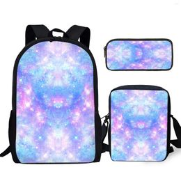 Backpack YIKELUO Dreamy Colorful Starry Sky Print With Zipper Boys Girls Textbook Bag Casual Messenger Student Pencil Case