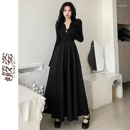 Casual Dresses Black Half Zipper For With Design Style Of Slim Long Skirt Plus Size Es Vestidos Women Dress