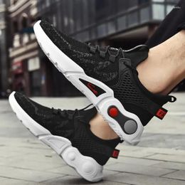 Casual Shoes Men's Breathable Sneakers Round Toe Lace Up Comfortable Running Spring Head Walking Thick Sole Trainers