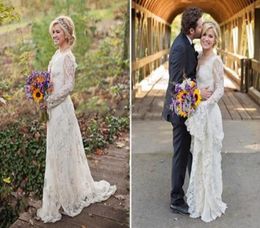 2019 Gorgeous Deep VNeck Applique Kelly Clarkson Long Sleeve A Line Sheer white Lace Wedding Dresses With Sweep Train5690504