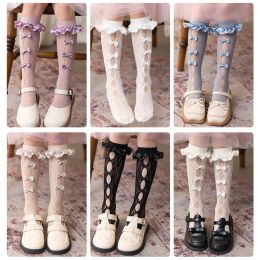 Socks Socks for Girls Cute Bows Lace Princess Knee High Socks Summer 2023 Children's Clothing 4 6 8 Y Kids Ruffle Stockings Teens Sock