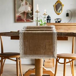 Party Decoration Vintage Lace Jute Table Runner Rustic Boho Wedding Bridal Shower Decorations Birthday DIY Tassel Ins Home Decor