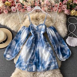 Casual Dresses Party Vintage High Waist Autumn Women Luxury Long Sleeve A-Line Beach Boho Dress Embroidery Lace Spring 2024 Elegant