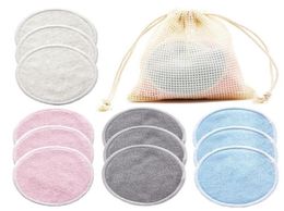 Reusable Bamboo Makeup Remover Cotton Pads 12piecesPack Washable Rounds Cleansing Facial Make Up Removal Pads Tool6180331