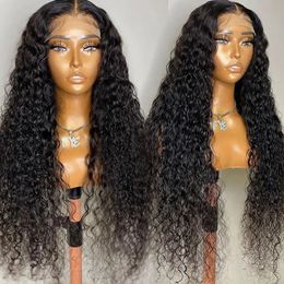 Water Wave Human Hair Wigs T4x4 Hd Transparent Lace Closure Wig Pre Plucked Lace Frontal Wig For Women High Density 200%250%280%