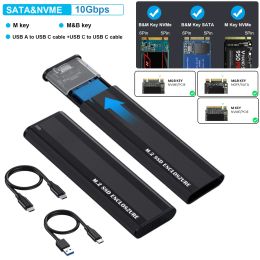 10Gbps M2 SSD Case NVME SATA Dual Protocol M.2 to USB Type C 3.1 SSD Adapter for NVME PCIE NGFF SATA SSD Disk Box With CC AC