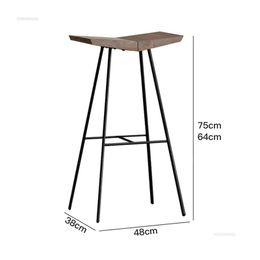 American Solid Wood Bar Chairs for Cafe Front Desk High Bar Stools Minimalist Retro Designer Household Kitchen Counter Stools