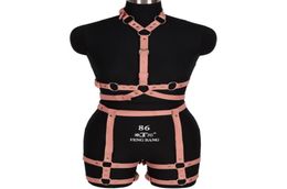 Belts Goth Pink Leather Harness Ring Bondage Waist Dance Rave Full Body Garter Belt Sexy Cage Bra Lingerie Suspender Shapewear4738252