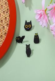 Cartoon Black Cat Shape Brooch Unisex Cute Animals Clothes Collar Pins Alloy Backpack Sweater Enamel Corsage Badges Accessories7378835