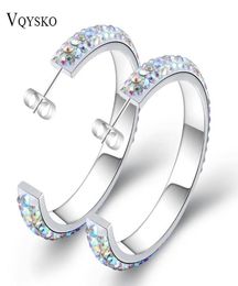 Whole Morecolor Fashion Stainless Steel Womens earrings With CZ Luxury Crystal big circle Stud Earrings Jewelry1142307