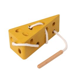 Wooden Cheese Stringing Toys Montessori Educational Toy Puzzle Game String Threading Lacing Learning Toys For Children Gifts