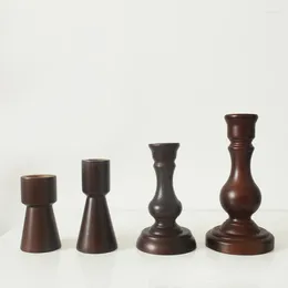 Candle Holders Bronzed Candlestick Wooden Holder Church Home Living Room Ornament Party Dinner Table Decoration