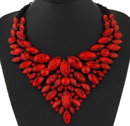 2020 Big Women Collier Femme Necklaces Pendant Blue Red Yellow Rose Statement Bijoux New Crystal Jewelry Choker Maxi Boho Vintage 5879783
