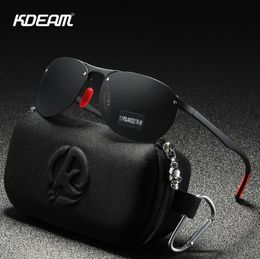 KDEAM Rimless Oval Men's Sunglasses Polarised Material Frame TAC Polarisation Lense Soft Rubber Foot Cover CX2007062528070