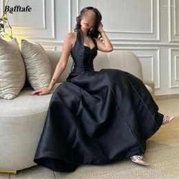 Party Dresses Bafftafe Black A Line Saudi Arabic Women Prom Halter Floor Length Birthday Gowns Long Formal Occasion