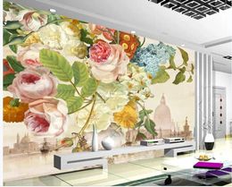 Wallpapers Beautiful Scenery European Retro Flower Oil Painting Fashion Tooling Living Room Background Wall