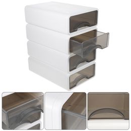 4 Pcs Drawer Storage Box Desk Organizer Desktop Drawers Type Mini for Pp File Cabinet Organizers and Office