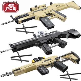 Gun Toys World War II Scar M416 Desert Eagle Pistol Vector Submachine Gun Model Building Block Army MK14 Sniper Rifle Building Block Toy yq240413