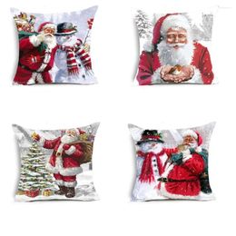 Pillow Christmas Flax Santa Claus 45x45cm Cover Decor Ornament Gift Year Decoration