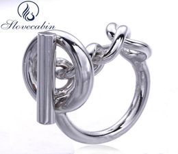 Slovecabin 2017 France Popular Jewelry 925 Sterling Silver Rope Chain Ring For Women Rotatable Lock Wedding Ring Fine Jewelry S1816225684
