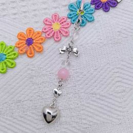 Love Heart Phone Chain Butterfly Knot Phone Charm Mobile Phone Strap Heart Keychain Pendant Camera Lanyard Pendant Chains Decor